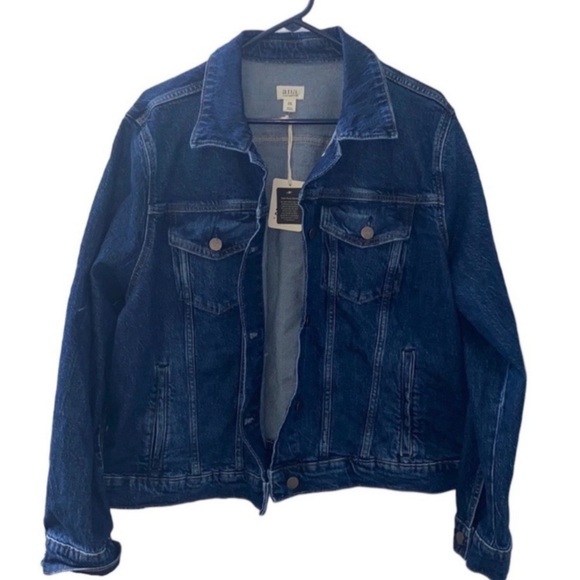 a.n.a Midweight Stretch Denim Button Blue Jean Jacket Dark Rinse Plus Size XXL - Picture 11 of 13